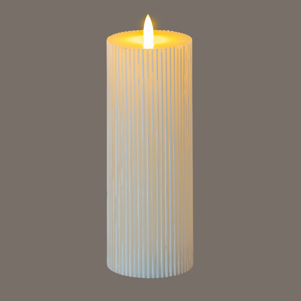 Luxe Collection Natural Glow 3.5x9 Texture Ribbed LED Candle